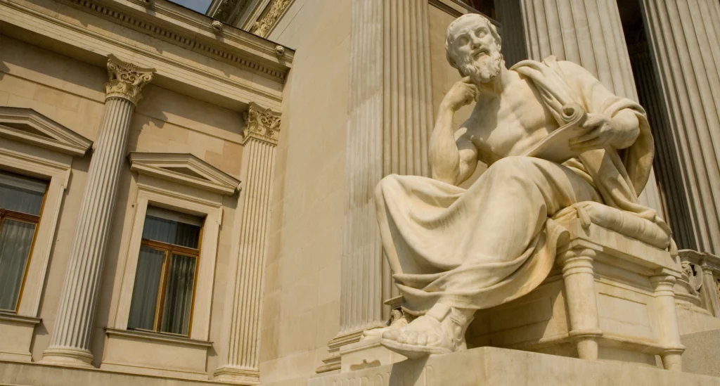 A statue of Socrates.